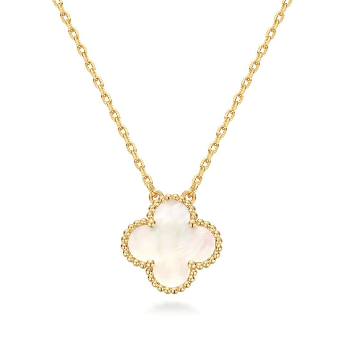 Salve Dainty White Clover Pendant Necklace