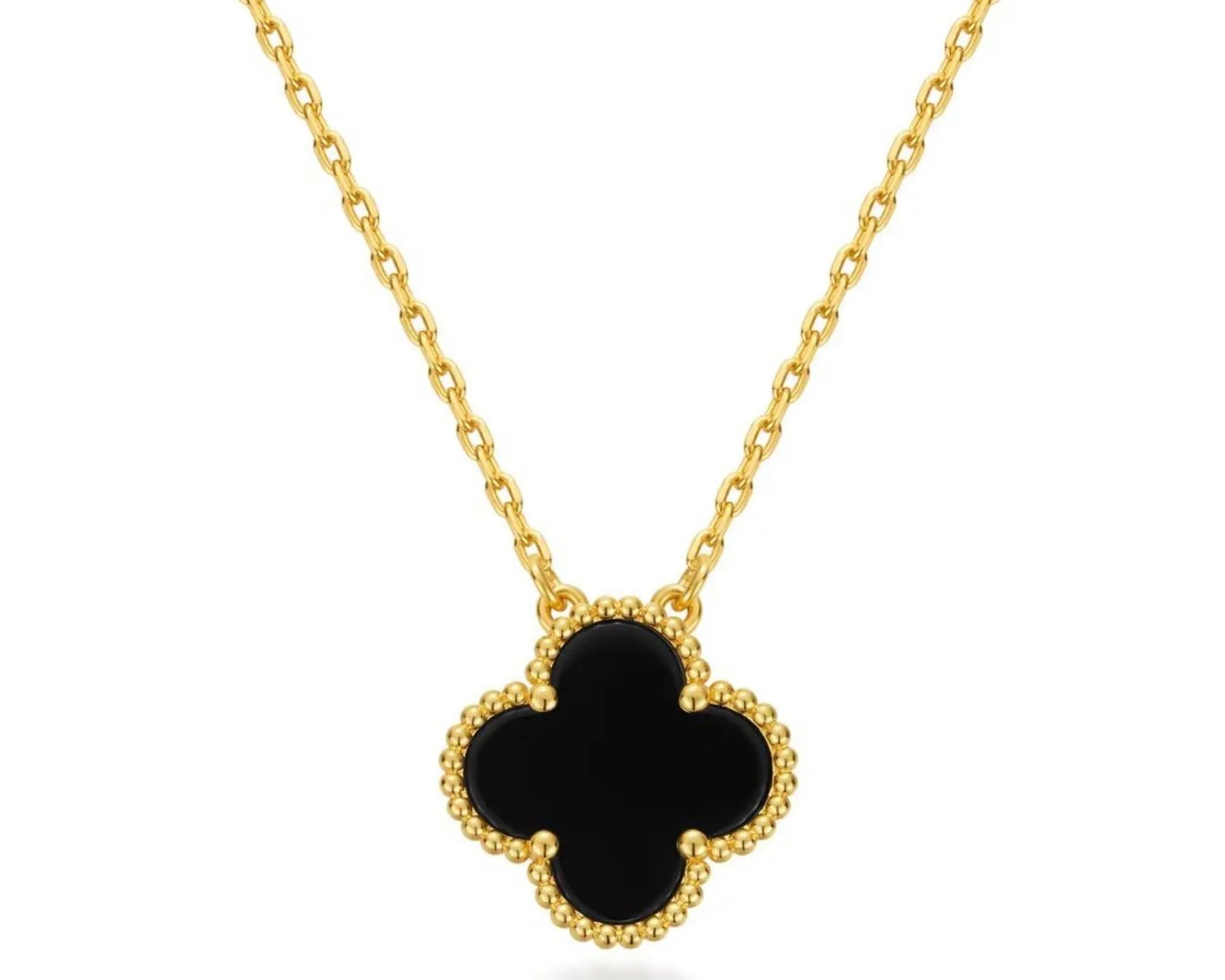 Salve Dainty Black Clover Pendant Necklace - Salve