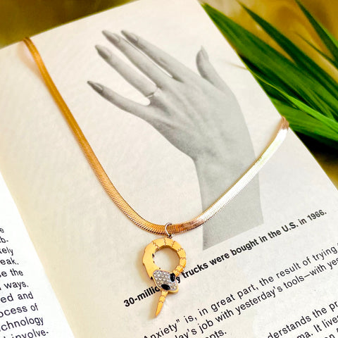 Salve ‘Rouse’ Rose Gold Snake Charm Snake Chain Necklace