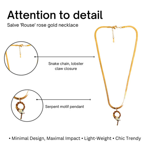 Salve ‘Rouse’ Rose Gold Snake Charm Snake Chain Necklace
