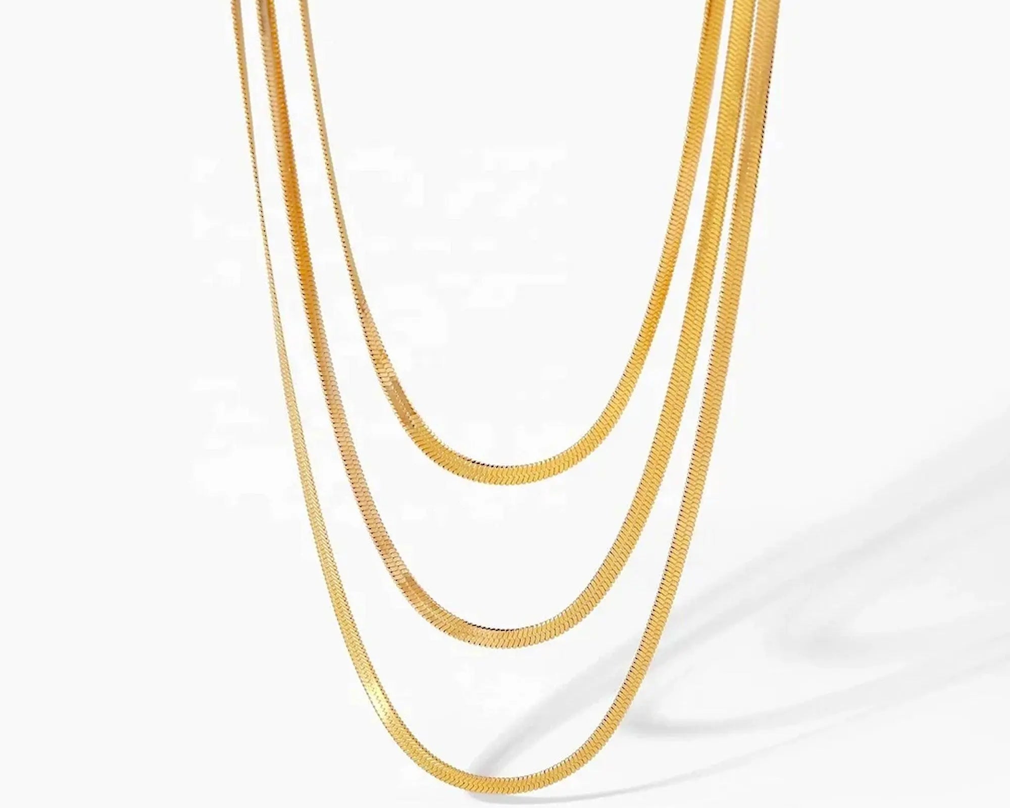 Salve Pre-Stacked Triple Layer Anti-Tarnish Gold Snake Chain Necklace - Salve