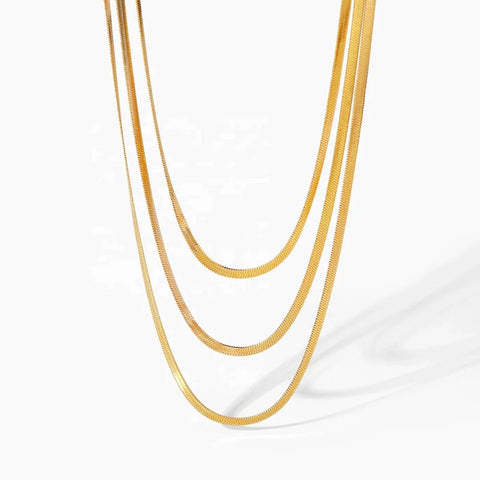 Salve ‘Swank’ Anti-Tarnish Multi-Layer Gold Snake Chain Necklace