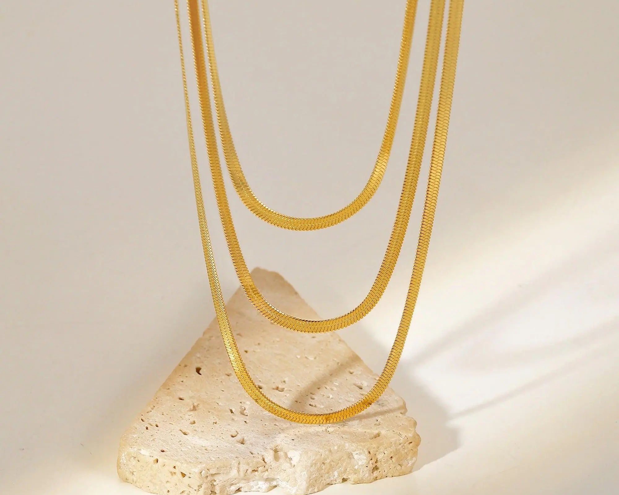 Salve Pre-Stacked Triple Layer Anti-Tarnish Gold Snake Chain Necklace - Salve
