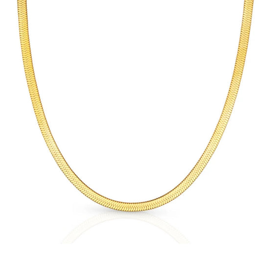 Salve ‘Ophelia’ Anti-Tarnish Flat Snake Chain | Layering Stacking Gold Chain Necklace