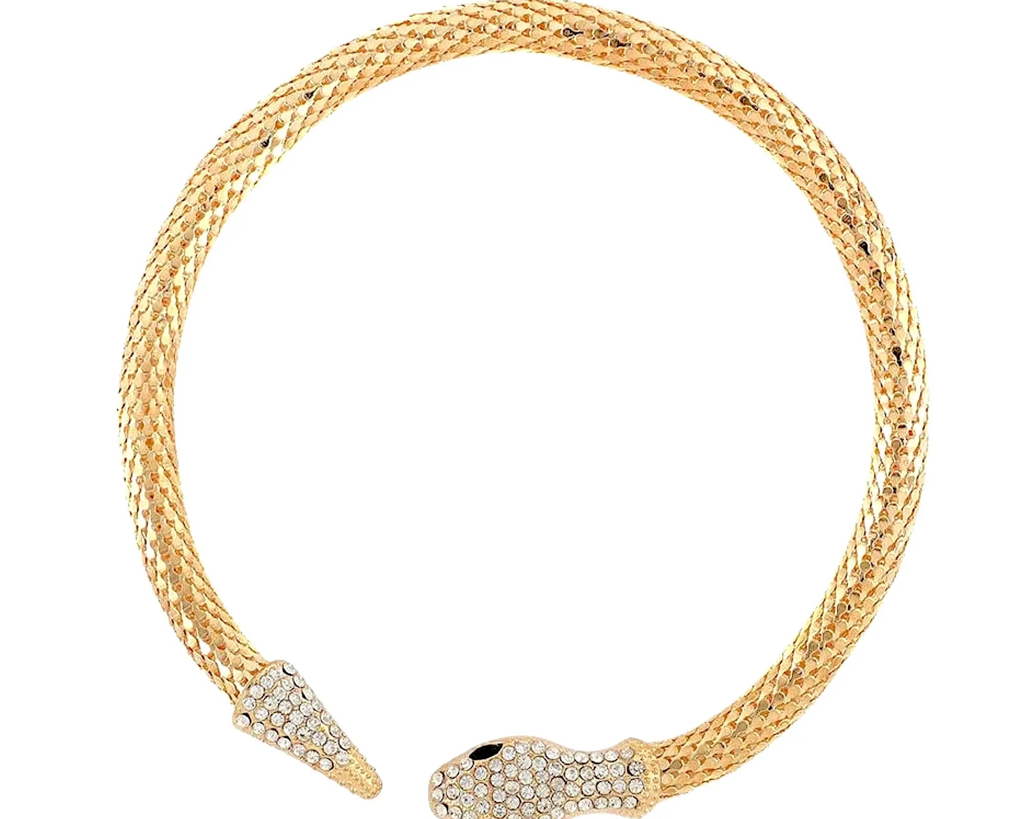Salve ‘Serpent’ Gold Zircon Studded Choker Flexible Party Necklace - Salve