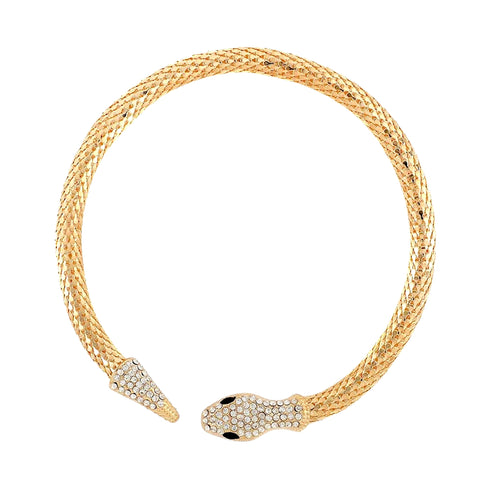Salve ‘Serpent’ Gold-Toned Zircon Studded Choker | Flexible Party Bling Statement Necklace | Raksha Bandhan Gifts for Sister