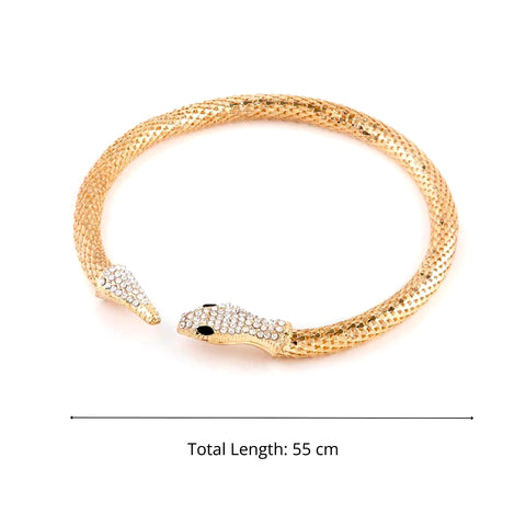 Salve ‘Serpent’ Gold-Toned Zircon Studded Choker | Flexible Party Bling Statement Necklace | Raksha Bandhan Gifts for Sister