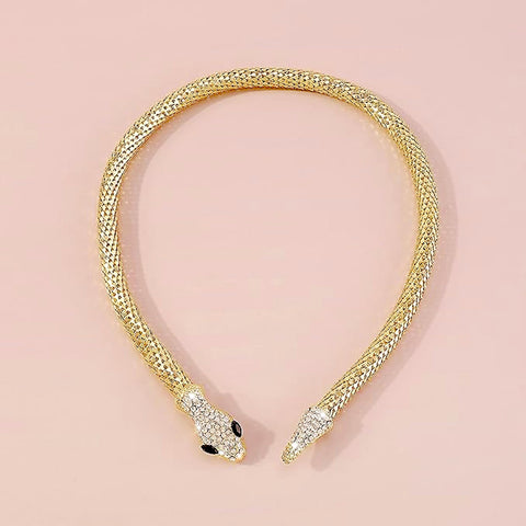 Salve ‘Serpent’ Gold-Toned Zircon Studded Choker | Flexible Party Bling Statement Necklace | Raksha Bandhan Gifts for Sister