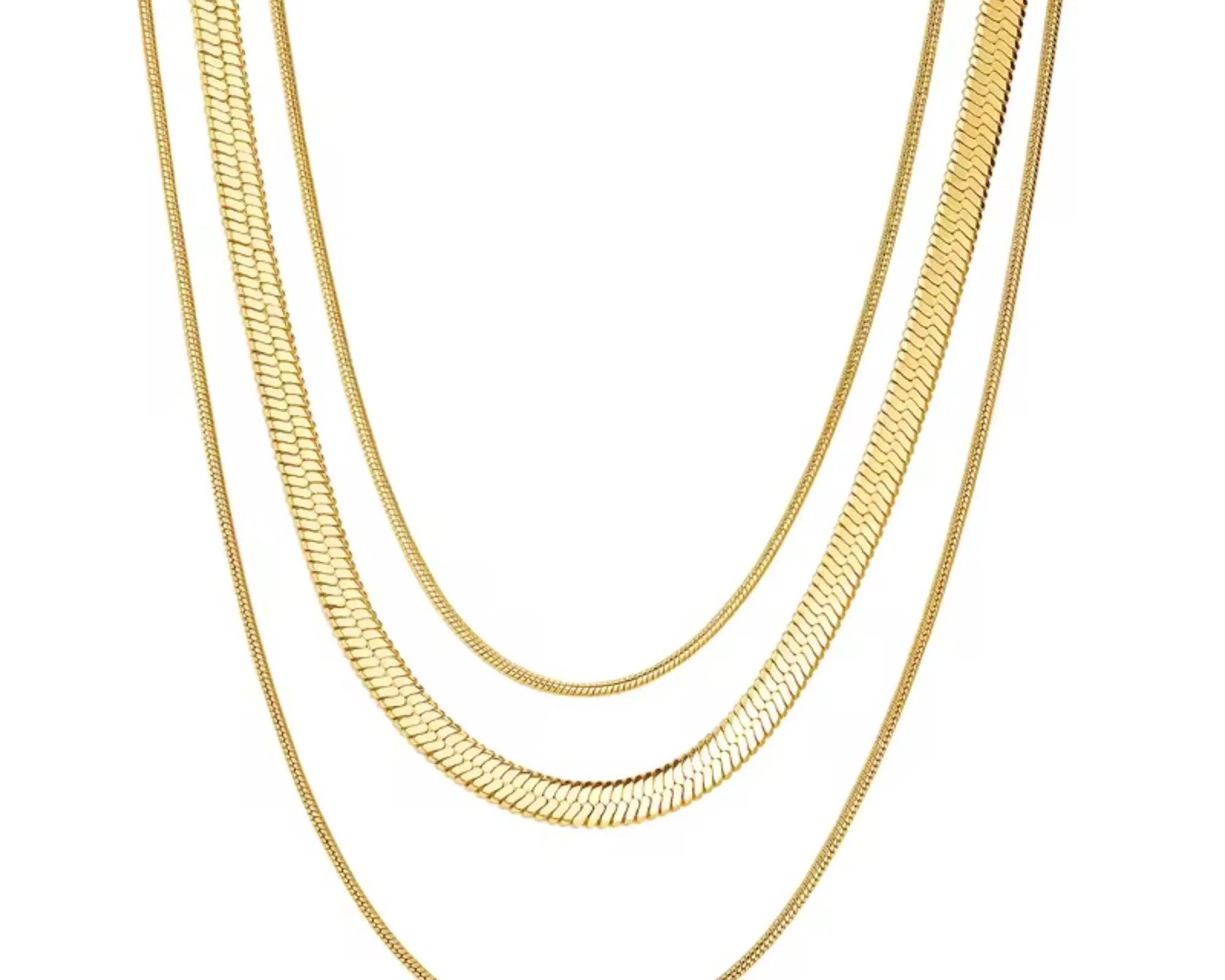 Salve Triple Layered Pre-Stacked Chain Necklace - Salve