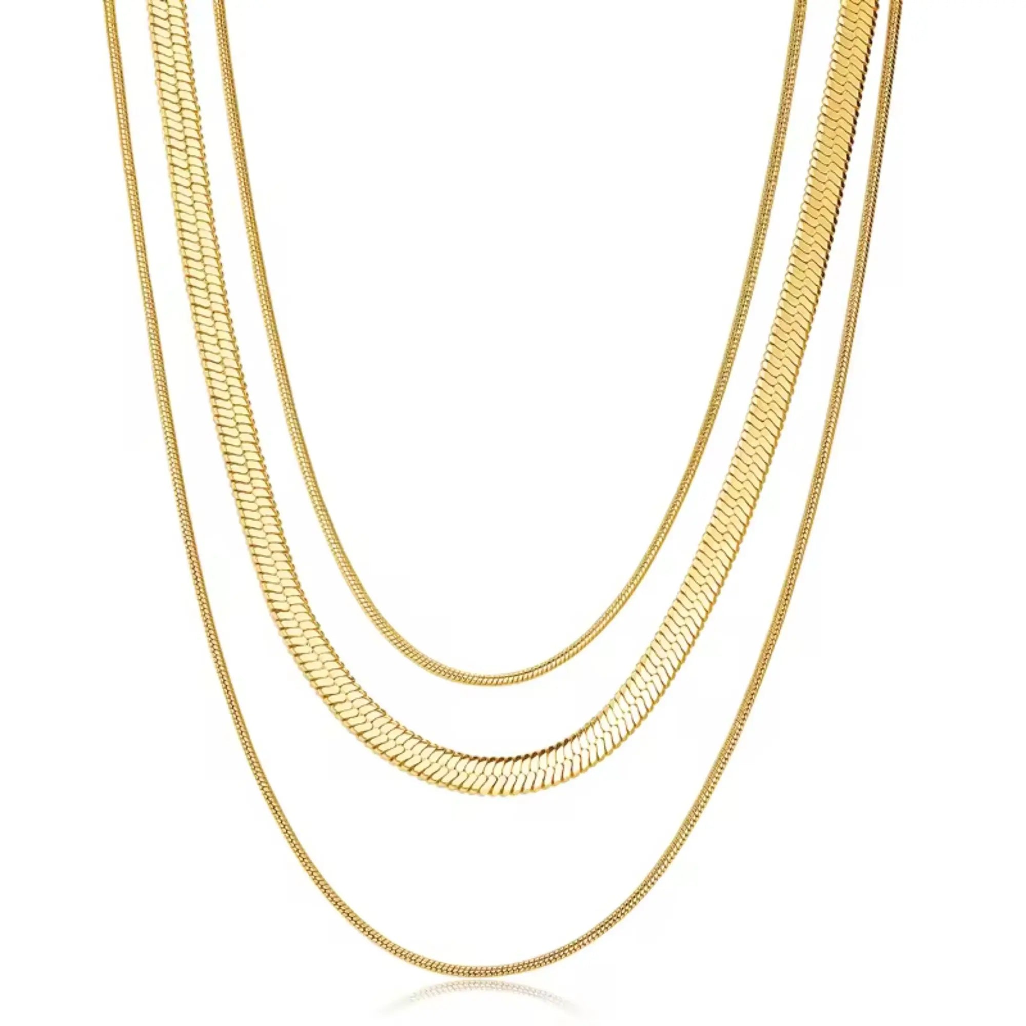 Stacked Chain Salve Triple Layered Pre-Stacked Chain Necklace