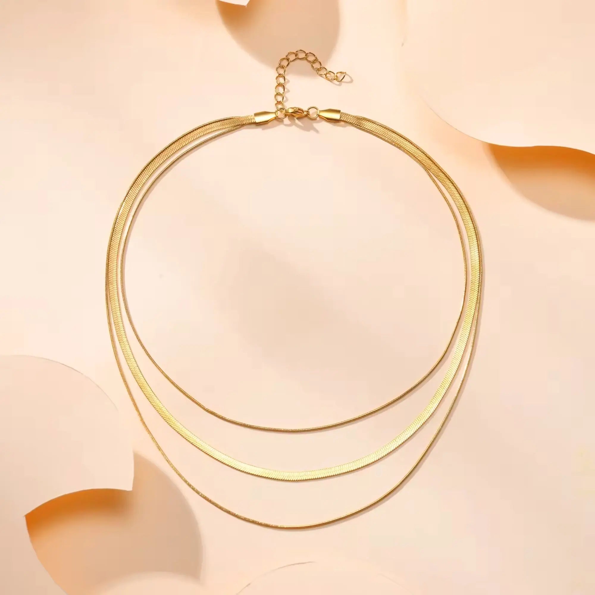 Triple Stack Chain Model Salve Triple Layered Pre-Stacked Chain Necklace - Salve