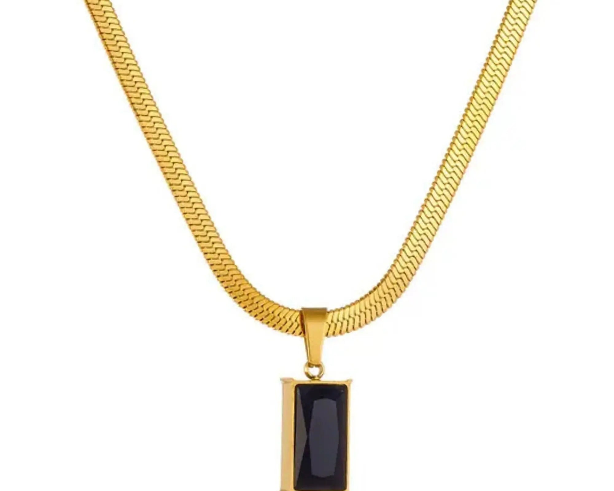 Salve Black Pendant Snake Chain Necklace - Salve