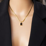 Salve Black Pendant Snake Chain Necklace