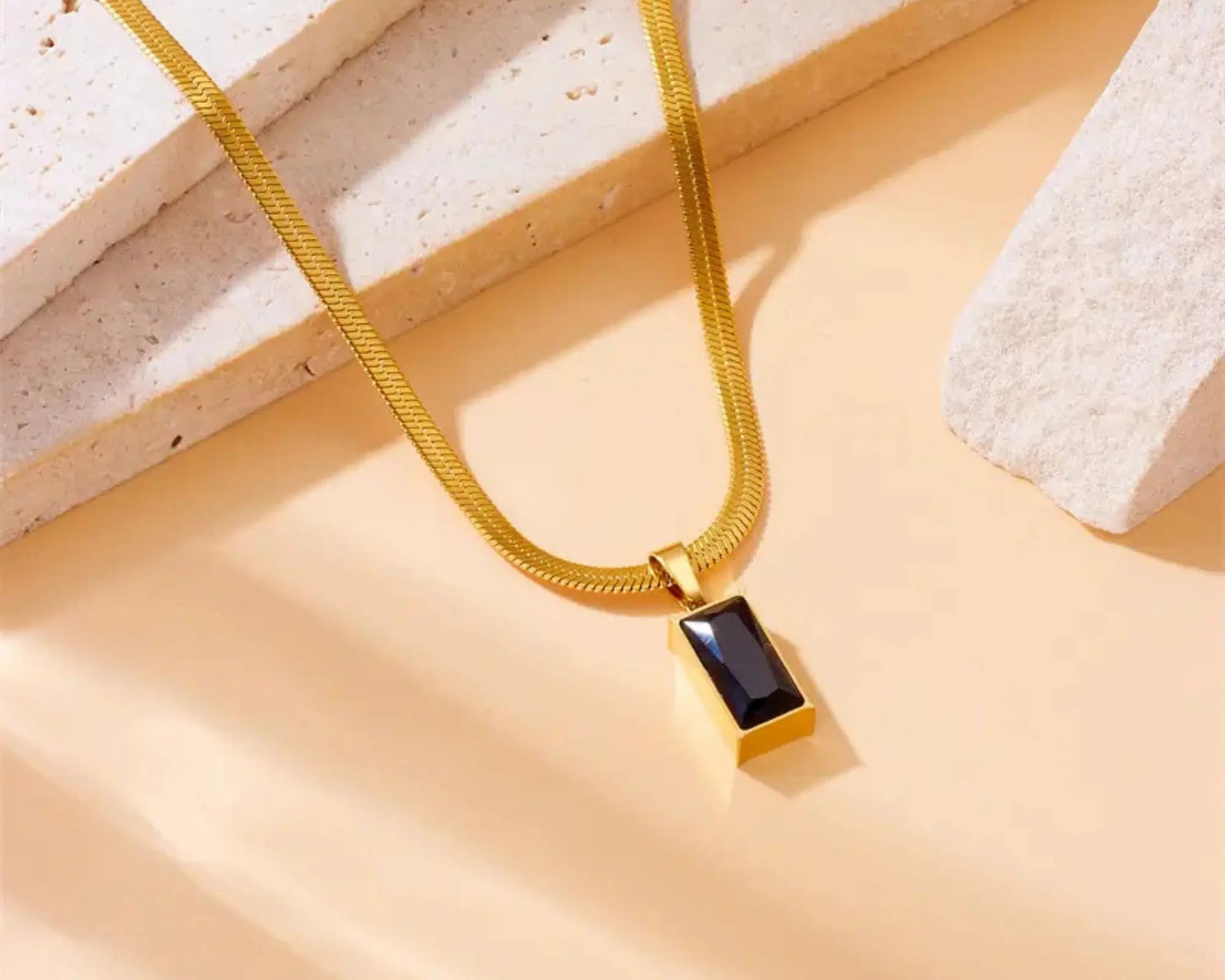 Salve Black Pendant Snake Chain Necklace - Salve