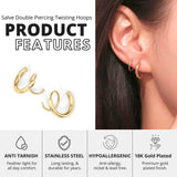 Salve 18K Gold Plated Faux Double Piercing Hoops