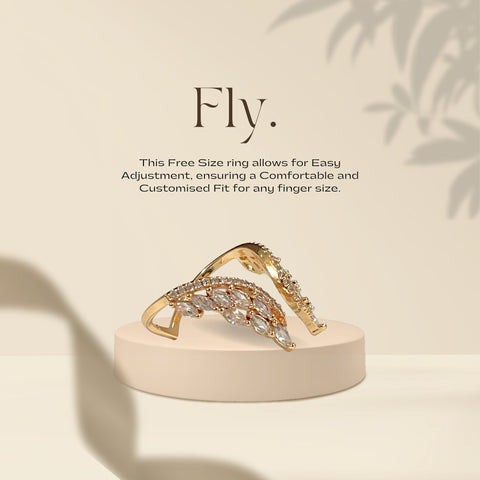 Salve ‘Fly’ Butterfly Wings Zircon Studded Party Bling Cuff Ring