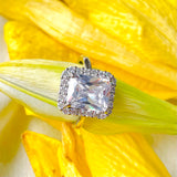Salve ‘Precious’ Emerald Cut Halo Adjustable Promise Ring