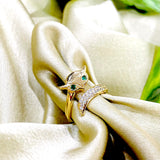 Salve ‘Foxy’ Anti-Tarnish Gold Fox Ring | Adjustable, Green Eyes, Stainless Steel, Zircon Studded Ring