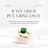 Salve ‘Abundance’ Emerald Green Anti-Tarnish Gold-Toned Adjustable Ring for Women