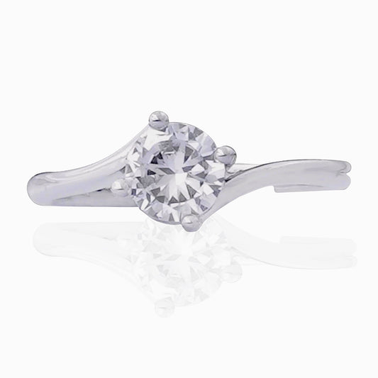 Salve ‘Her’ Single Solitaire Stone Ring  | Classic Elegant Silver Promise Ring, Adjustable, Minimal