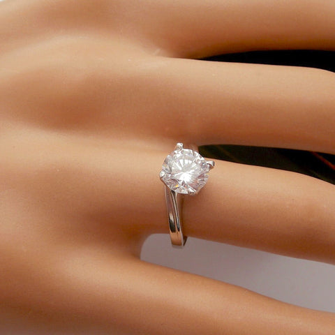Salve ‘Her’ Single Solitaire Stone Ring  | Classic Elegant Silver Promise Ring, Adjustable, Minimal