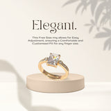 Salve ‘Elegant’ Anti-Tarnish Zircon Studded Gold-Toned Adjustable Ring | Stainless Steel Propose Ring