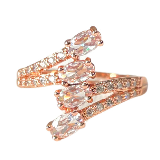 Salve ‘Charming’ Anti-Tarnish Rose Gold Adjustable Wrap Ring | Zircon Studded Cocktail Ring