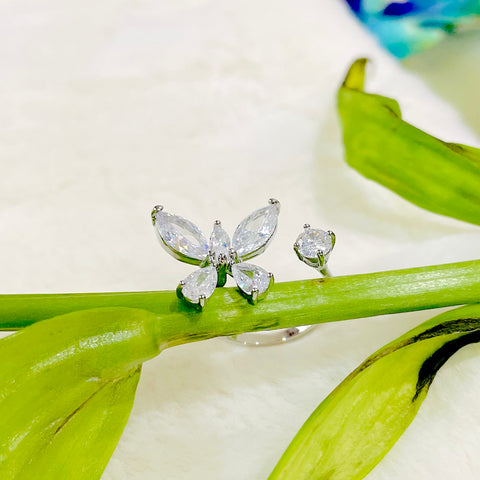 Salve ‘Affirmation’ Butterfly Anti-Tarnish Silver Toned Adjustable Ring for Women