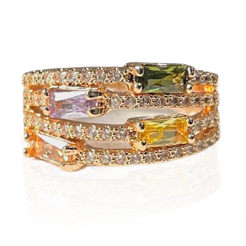 Salve ‘Bossy’ Anti-Tarnish Gold Toned Statement Adjustable Cocktail Ring for Women