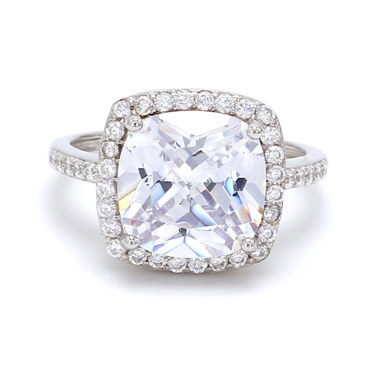 Salve Anti-Tarnish Silver Solitaire Halo Adjustable Ring