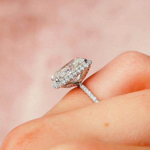 Salve ‘Princess’ Silver Solitaire Halo Ring | Emerald Cut, Anti-Tarnish, Zircon Studded