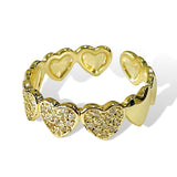 Salve ‘Love’ Heart Eternity Band Adjustable Gold Ring | Anti-Tarnish, Zircon Studded