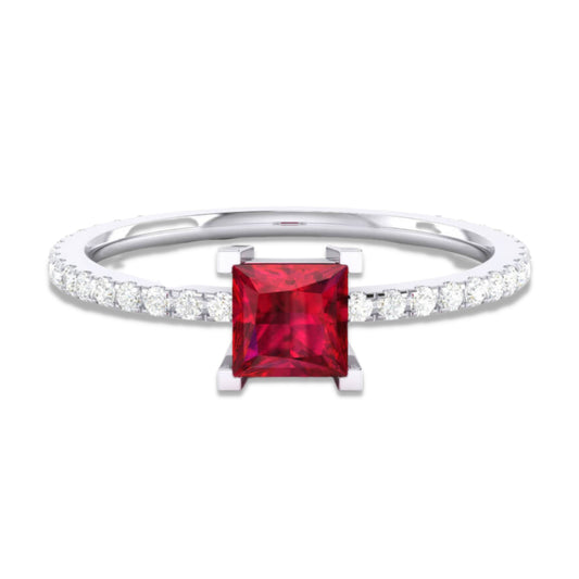 Salve ‘Promise’ Anti-Tarnish Adjustable Silver Ring | Red Solitaire Ring for Women