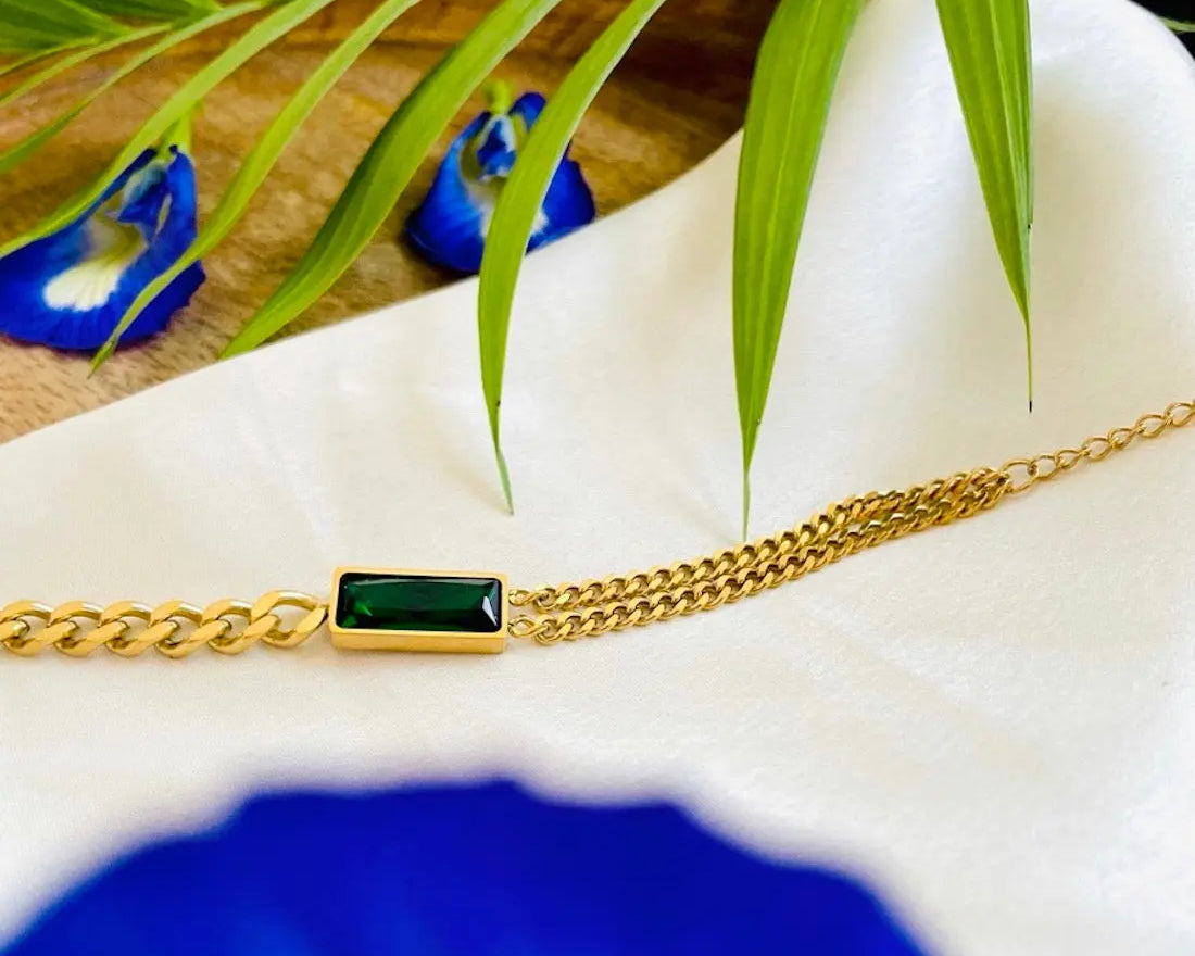 Salve ‘Arden’ Emerald Green Anti-Tarnish Bracelet - Salve