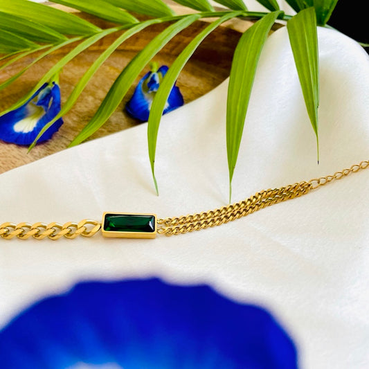 Salve ‘Arden’ Emerald Green Anti-Tarnish Bracelet