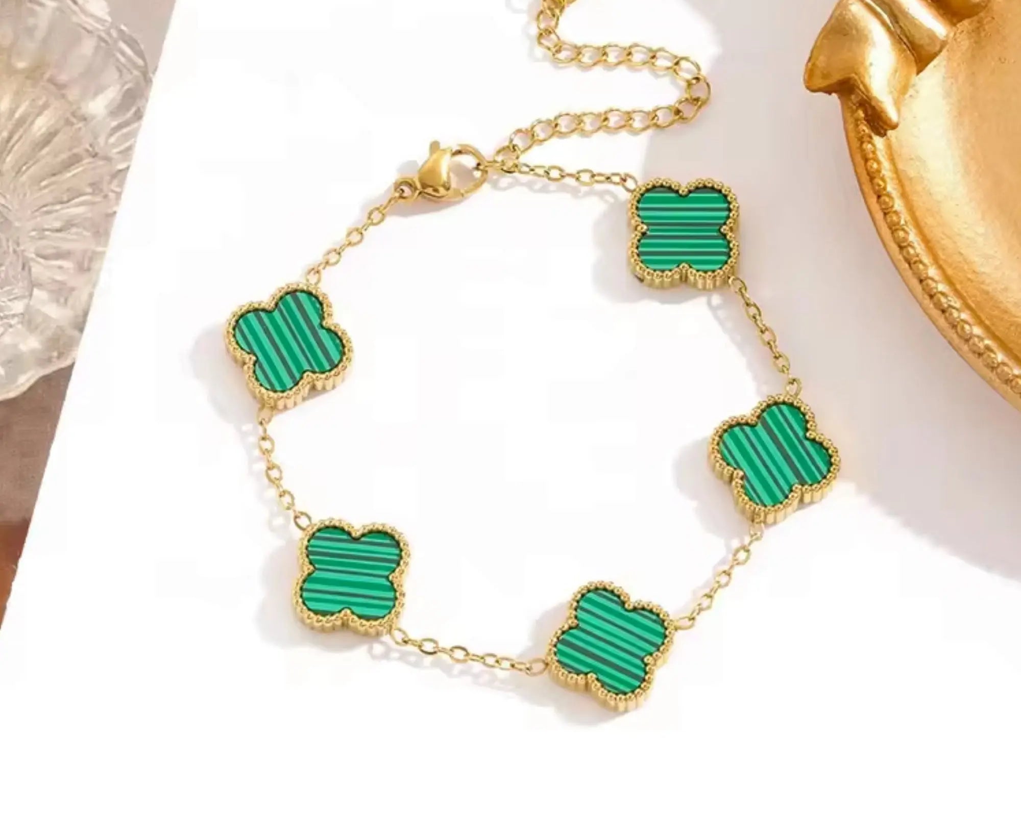 Salve Green Clover Dainty Chain Bracelet - Salve