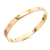 Salve Classic Stainless Steel Gold Toned Love Band Bangle Bracelet