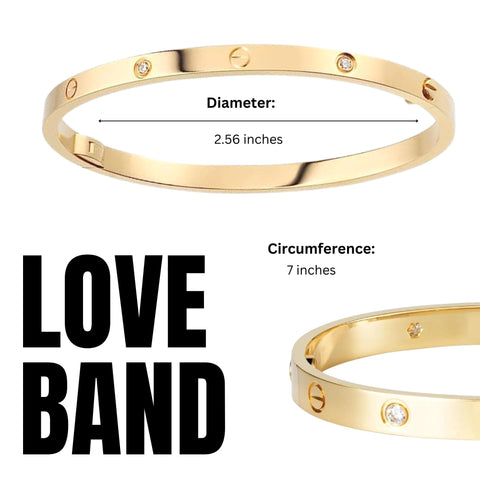 Salve Classic Stainless Steel Gold Toned Love Band Bangle Bracelet