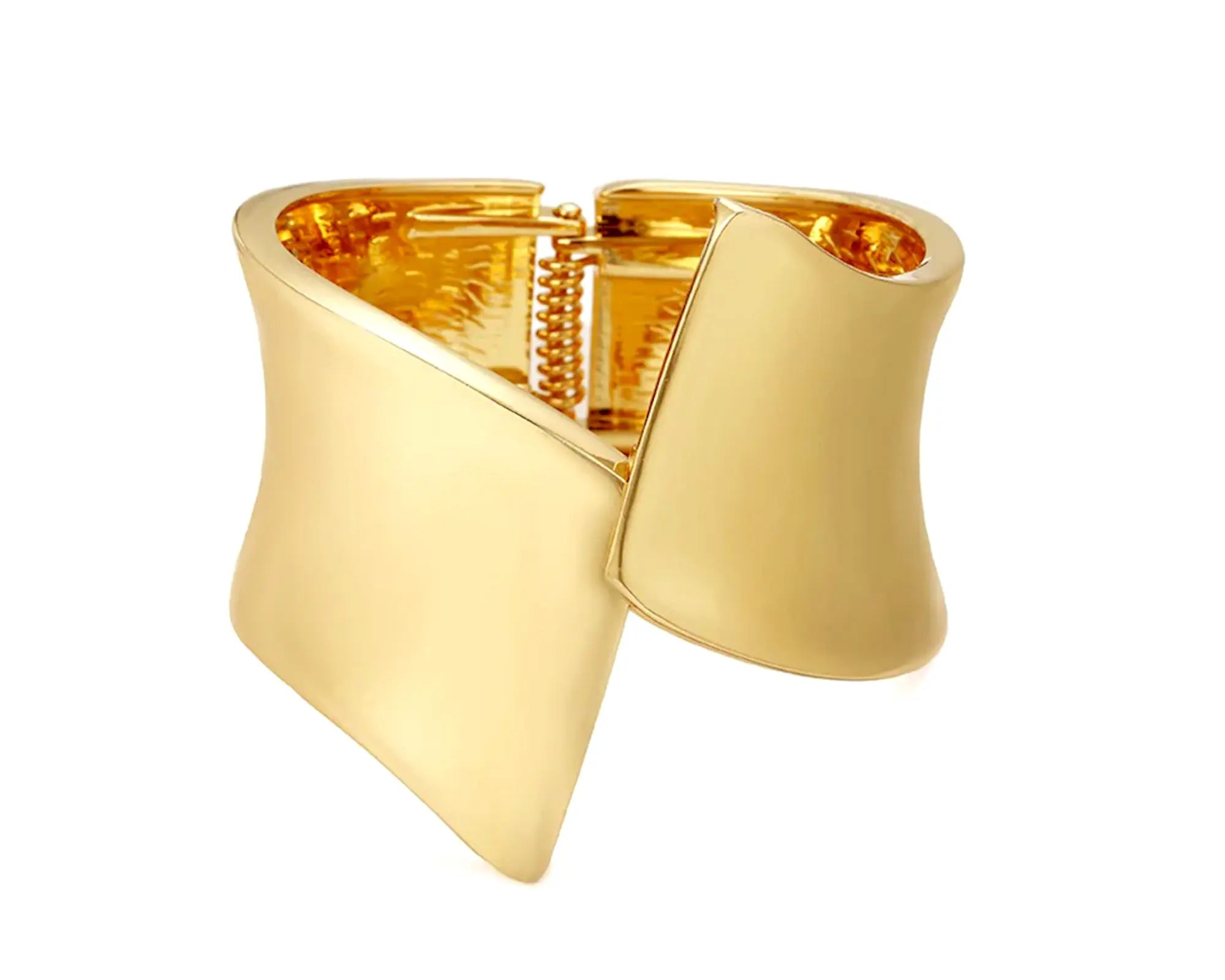 Salve Anti-Tarnish Wide Front-Open Grooved Gold Plated Bracelet - Salve