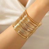 Salve Zirconia Studded Bangles Stack Bracelet Cuff