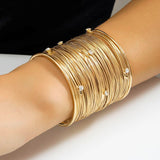 Salve Zirconia Studded Bangles Stack Bracelet Cuff