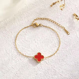 Salve Red Clover Chain Bracelet for Women