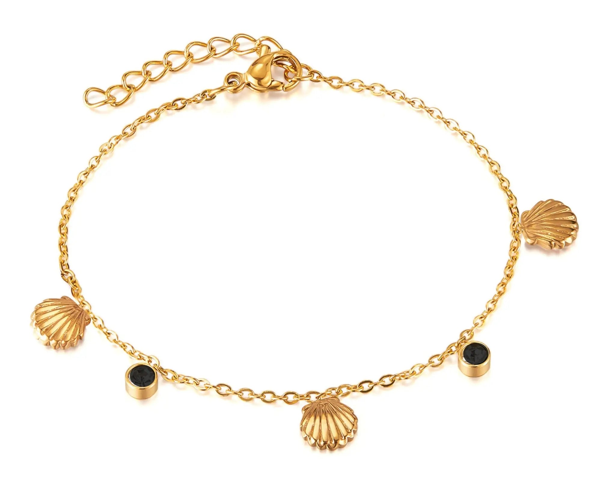 Salve Beachy Shell Black Stone Gold Bracelet - Salve
