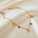 Salve Beachy Shell Black Stone Gold Bracelet