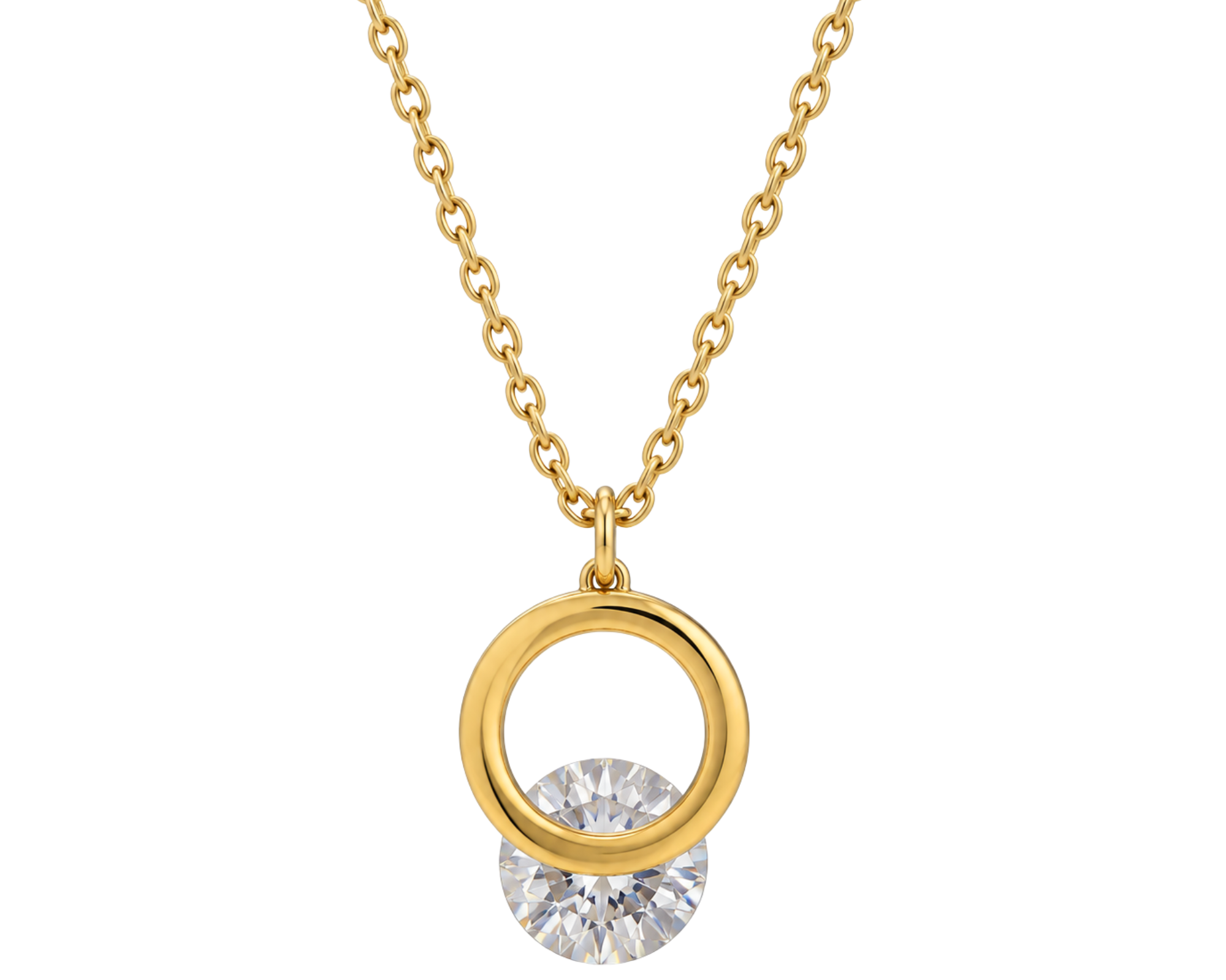Gold-toned stone pendant necklace by SALVE featuring a polished stone pendant on a delicate chain.