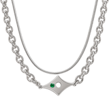 Pre-Stacked Green Stone Necklace for Men
