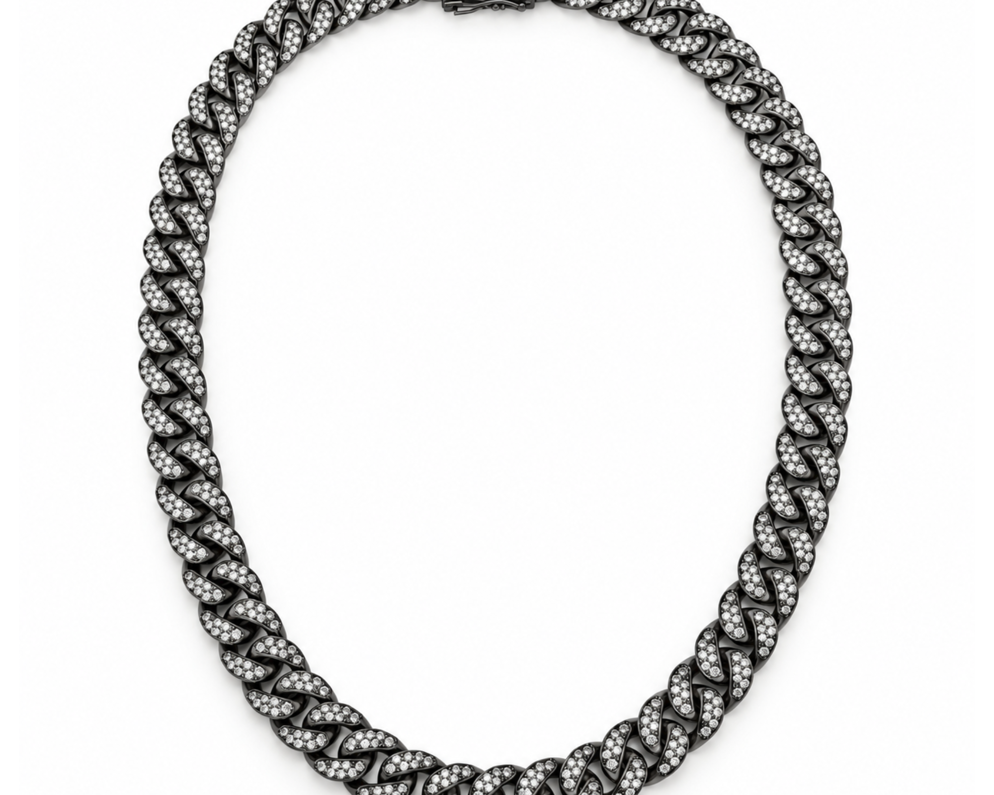 Black 11mm iced out CZ men's necklace by SALVE featuring a bold, sparkling chain with detailed craftsmanship.