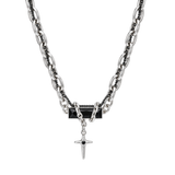 Gothic Black Cross Silver Chain for Men
