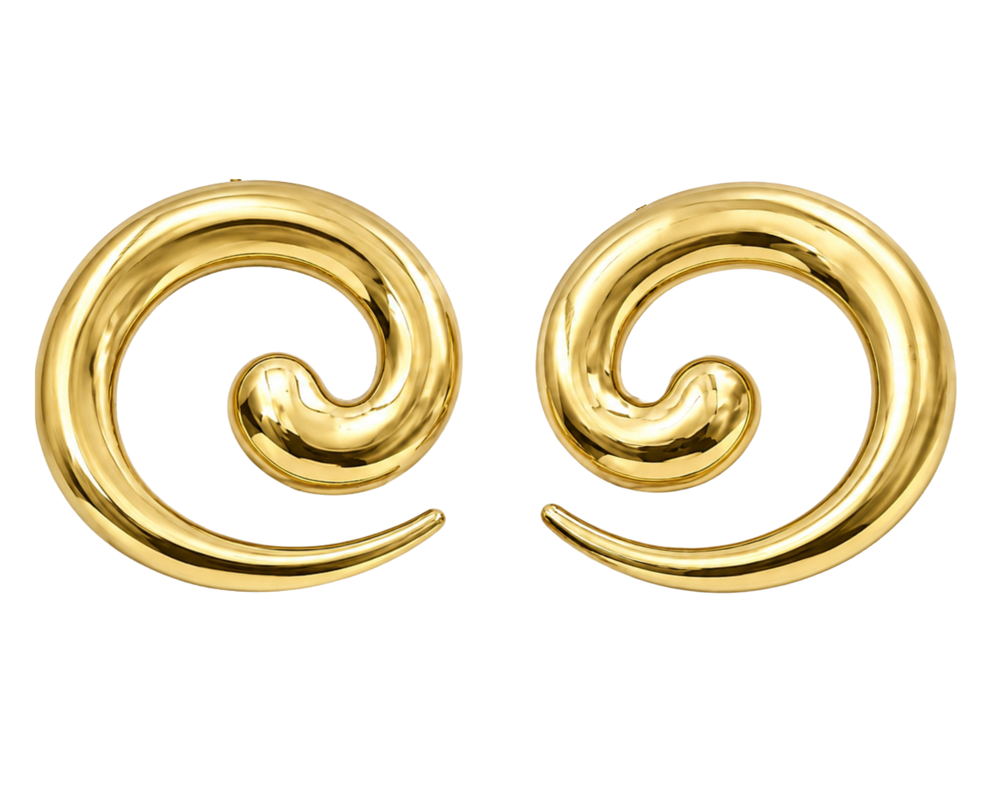 Salve Chic Spiral Statement Earrings featuring large, twisting spiral design in silver with intricate detailing.