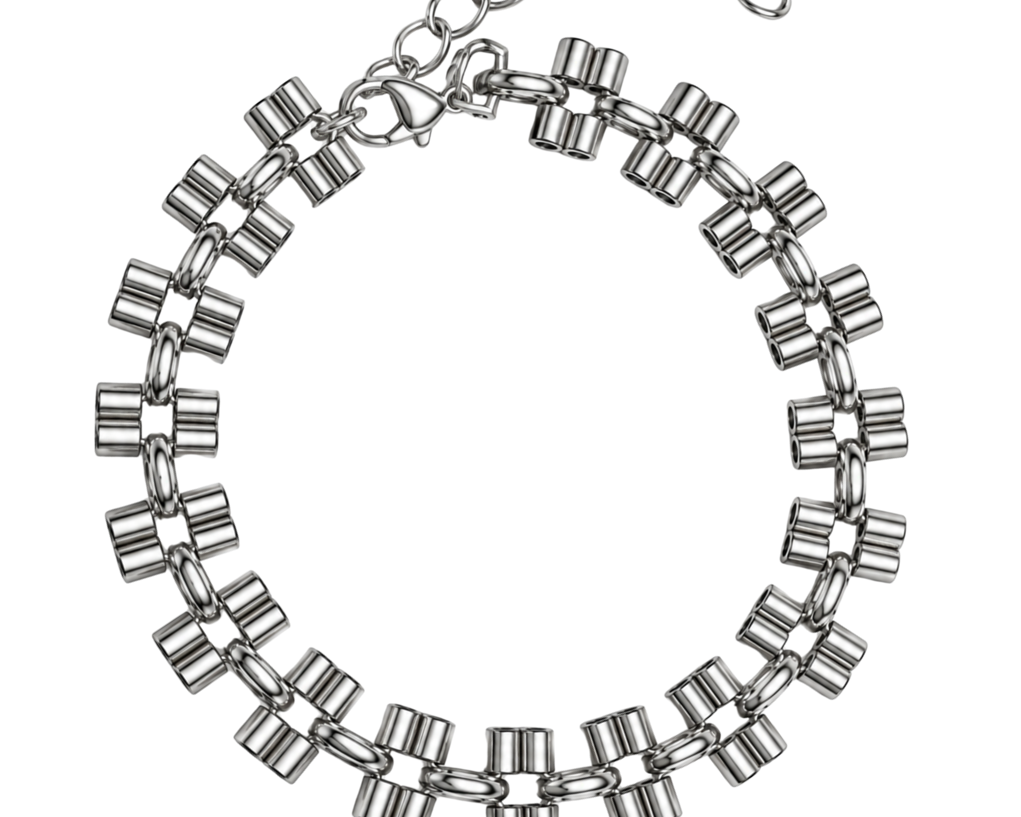 Silver-toned men's bracelet from SALVE featuring a sleek, minimalist design on a plain background.